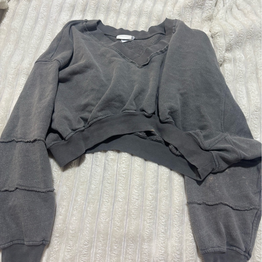 Urban Outfitters Charcoal Cropped Crew Neck Sweater